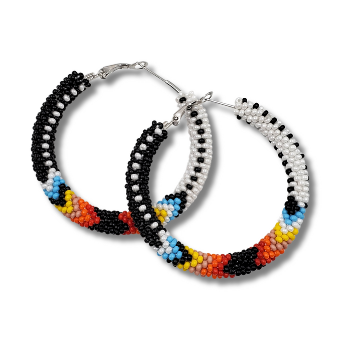 Tribal Roots Crochet Large Hoop Earrings