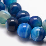 6mm Agate Striped Blue (Natural/Dyed) Beads 15-16" Strand