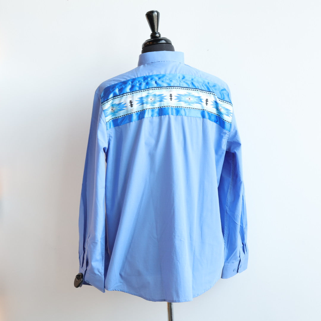 Phoenyx Designs Dusty Blue Southwest Ribbon Shirt