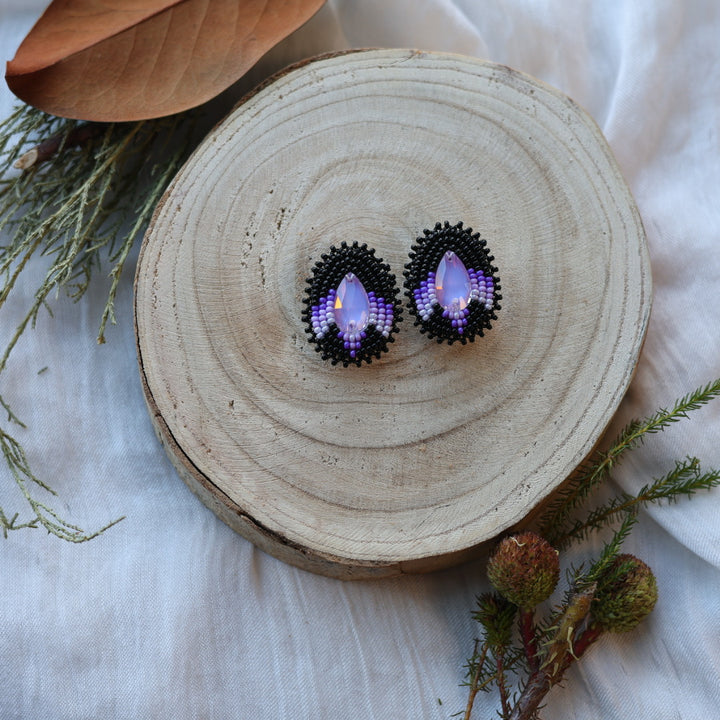 Boreal Forest Beads Gem Teardrop Beaded Earrings