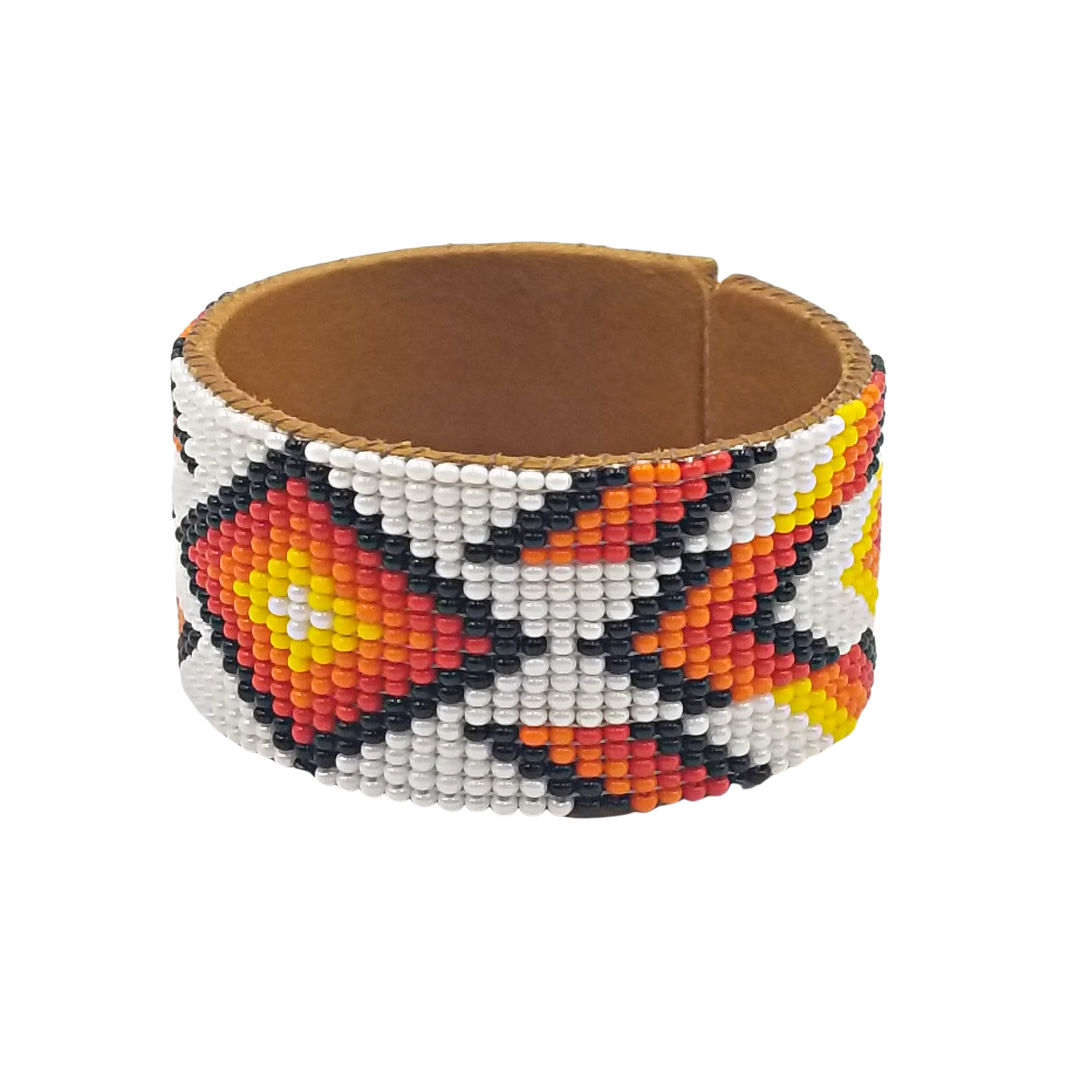 Tribal Roots Medium Beaded Leather Cuffs