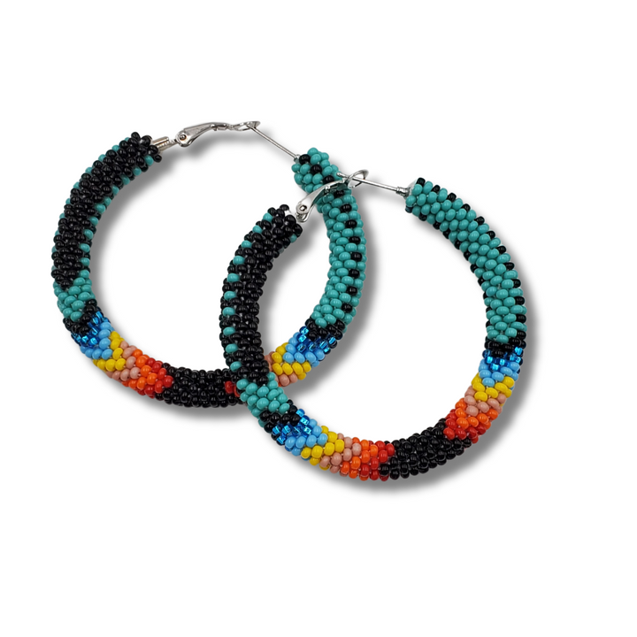 Tribal Roots Crochet Large Hoop Earrings