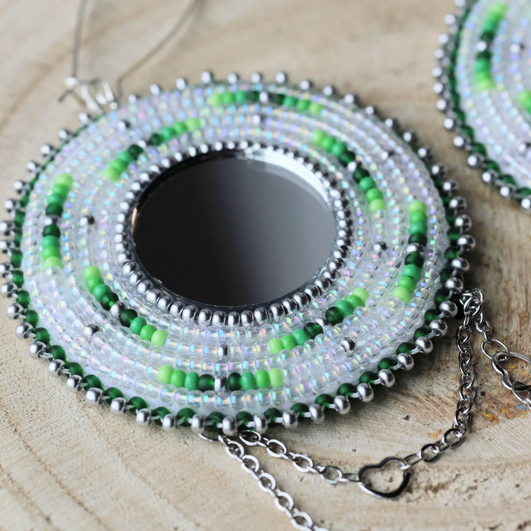 March Beadmaster Waabishki Miigwan Creations Mirrored Beaded Earrings