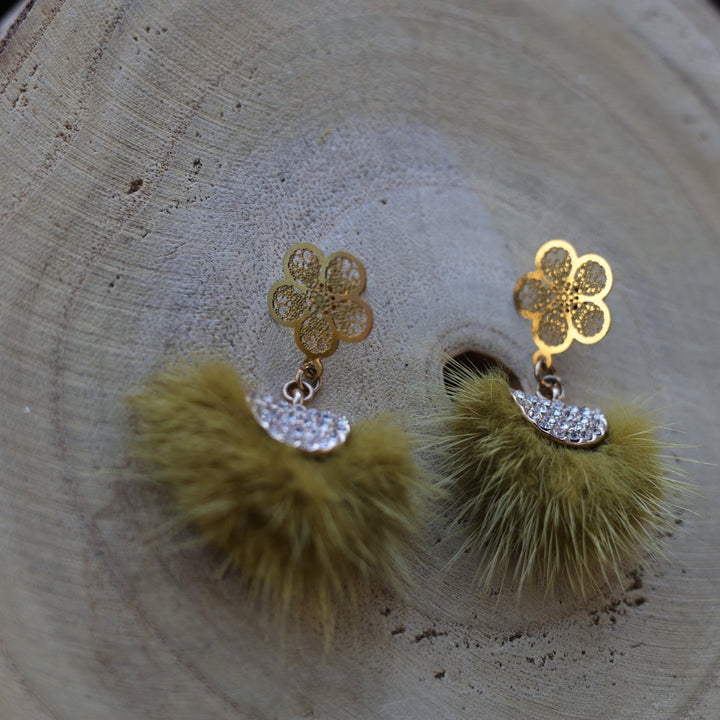 Helen Oro Designs Floral Mink Drop Earrings