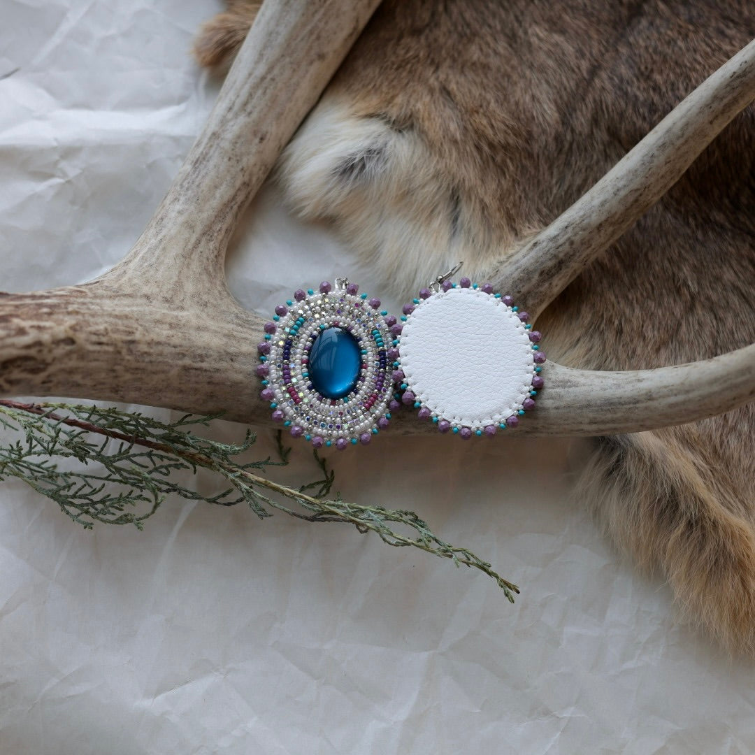 Keegan W. Blue & Purple Oval Drop Earrings