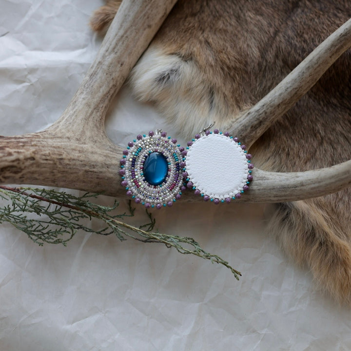 Keegan W. Blue & Purple Oval Drop Earrings