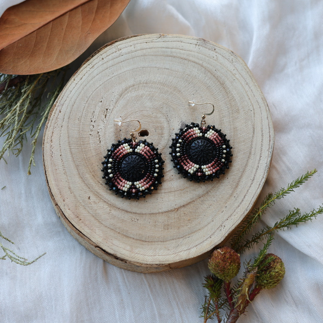 Boreal Forest Beads Beaded Round Earrings