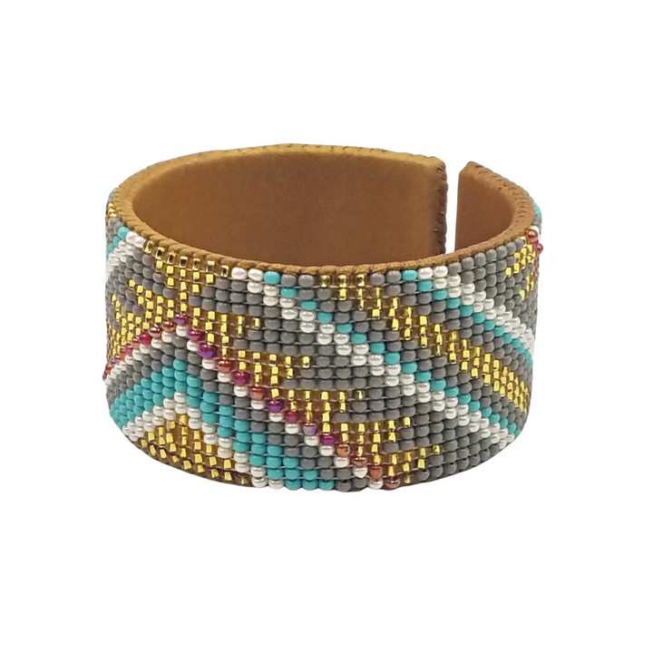 Tribal Roots Medium Beaded Leather Cuffs