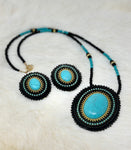 Beth Rose Designs Turquoise & Black Earrings & Necklace