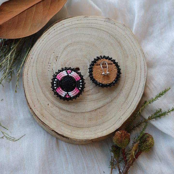 Boreal Forest Beads Beaded Round Earrings