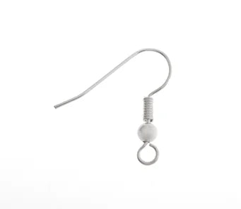 Fish Hook Earwire 18mm w/Ball & Spring Silver LF/NF