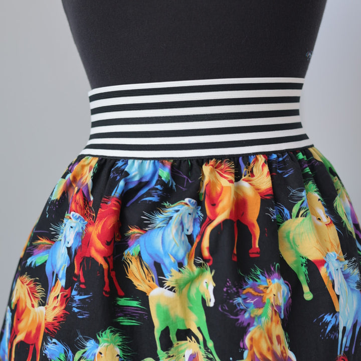 Carol B. Rainbow Horse Ribbon Skirt