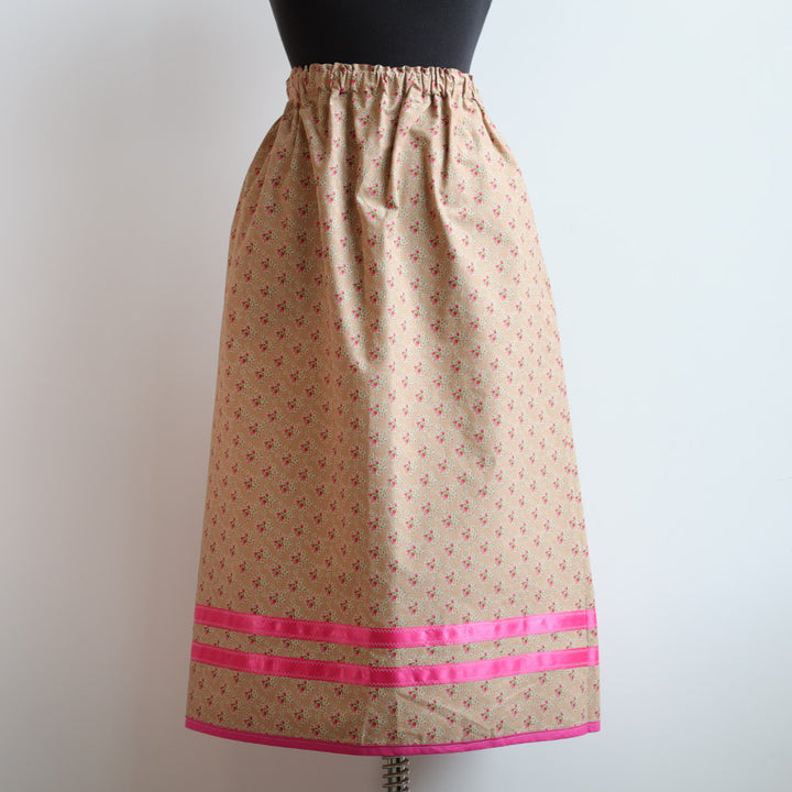 Vi's CREE-ations Tan Floral Ribbon Skirt