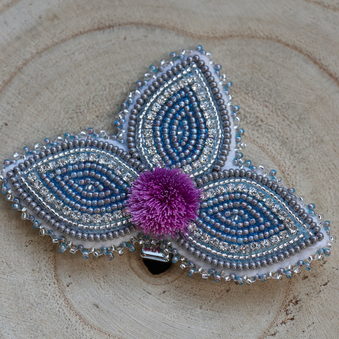 Feline Fancy Eh Tufted Beaded Hair Barrette