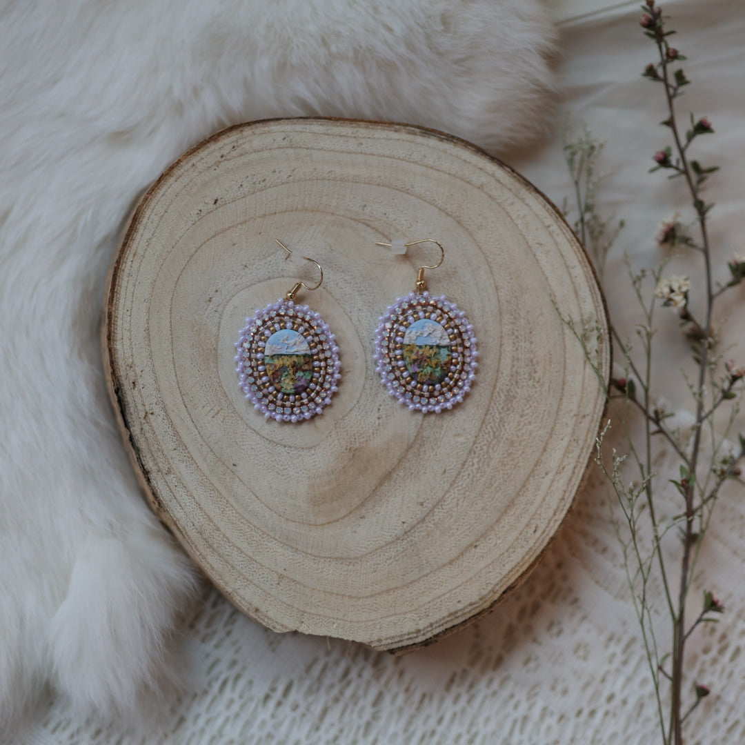 Prairie Moon Prairie Scene Clay Beaded Earrings