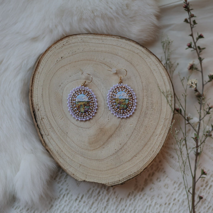 Prairie Moon Prairie Scene Clay Beaded Earrings
