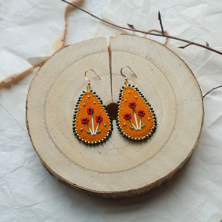 Windy North Designs Teardrop Beaded Floral Earrings