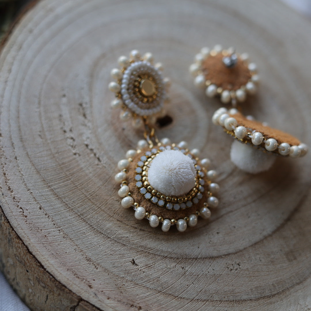 Boreal Forest Beads Tiered Tufted Earrings