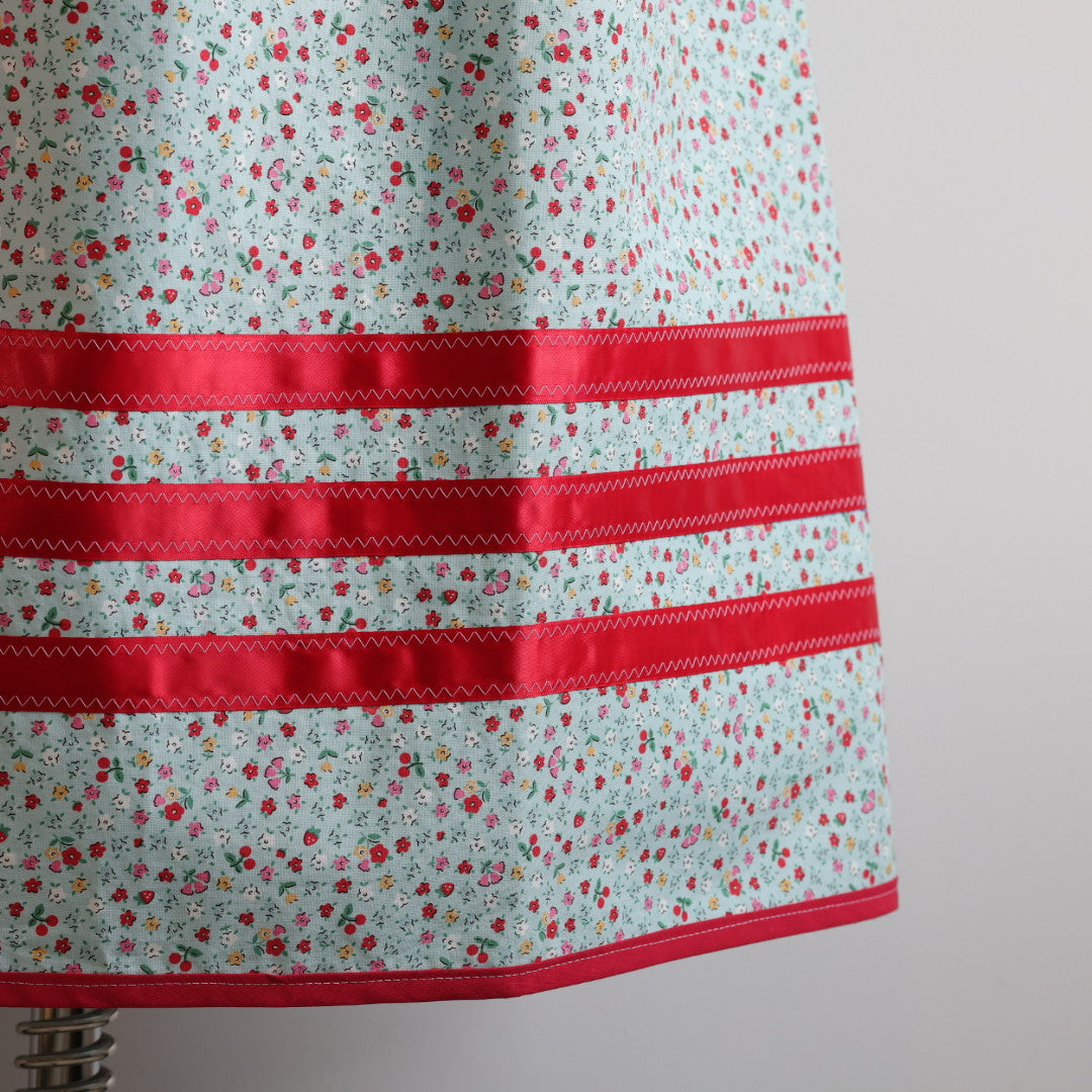 Vi's CREE-ations Blue Floral Berry Ribbon Skirt
