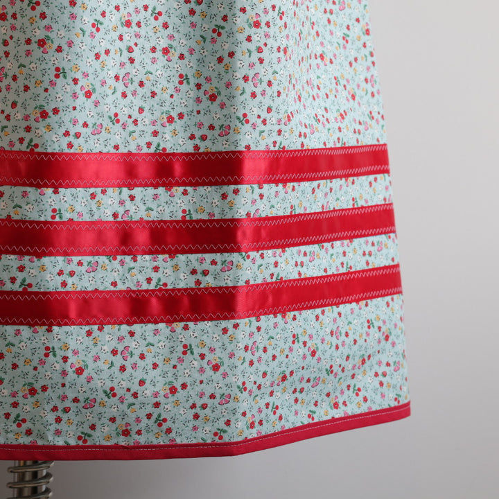 Vi's CREE-ations Blue Floral Berry Ribbon Skirt