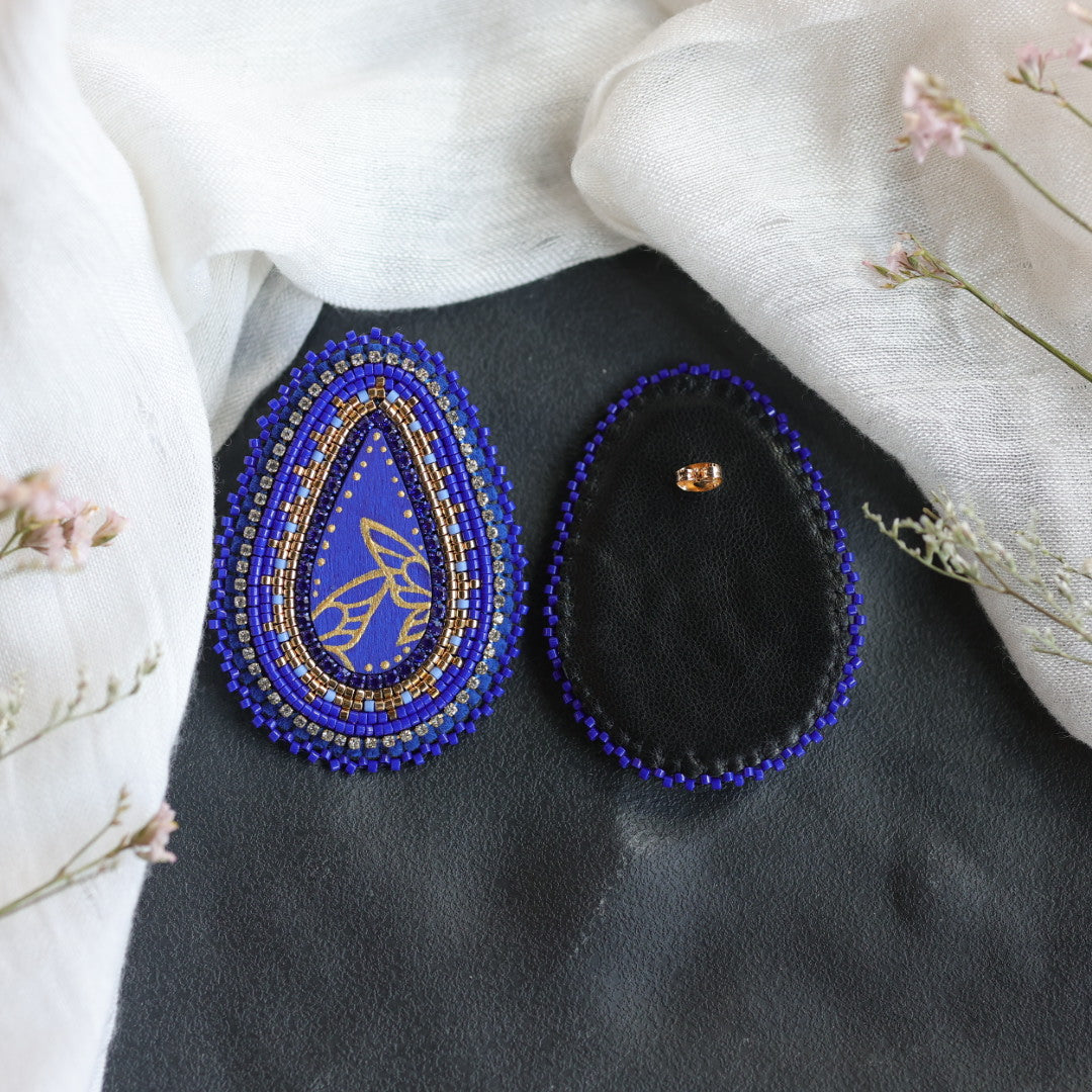 Beth Rose Designs Royal Blue & Gold Butterfly Earrings