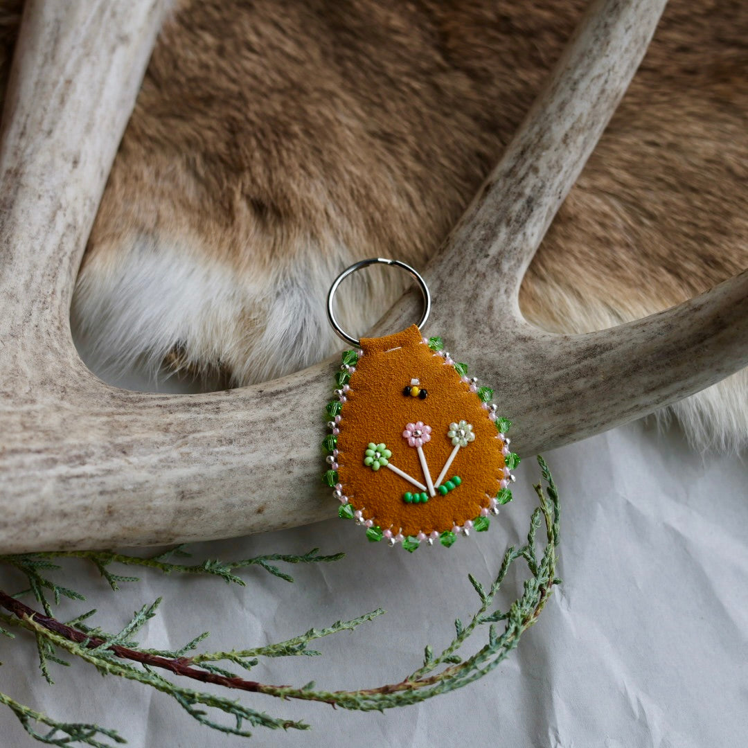 Keegan W. Quill Floral Hide Keychain