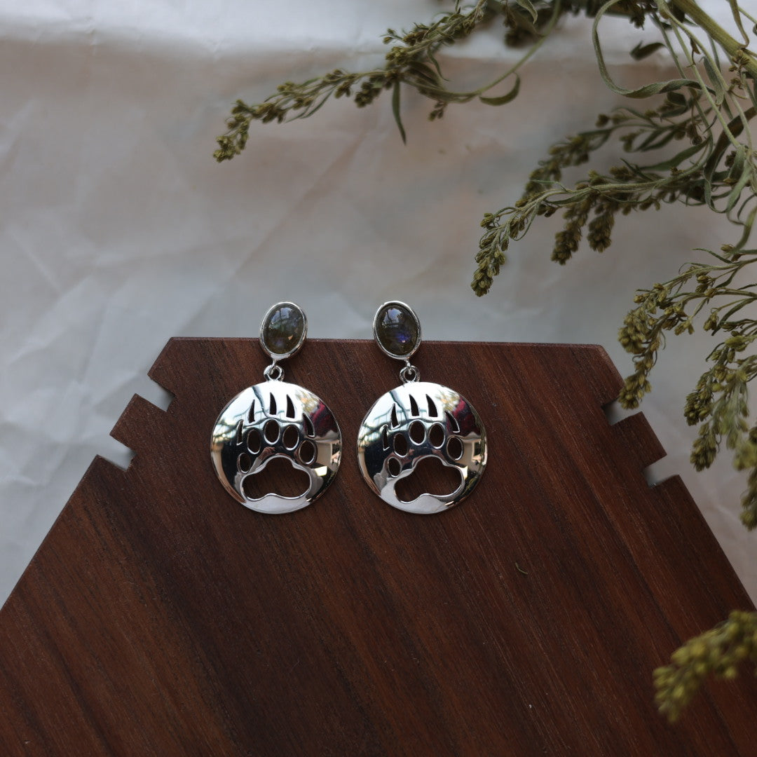 Medicine Bear Arts Paw Cut Out Earrings with Inlay