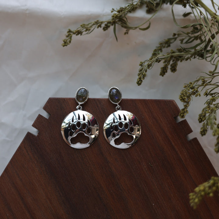 Medicine Bear Arts Paw Cut Out Earrings with Inlay