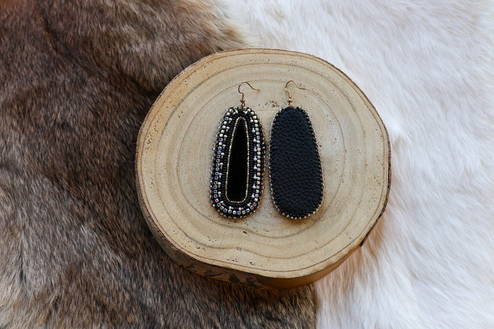 Nikki P. Black Oblong Drop Earrings