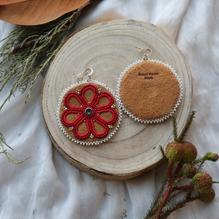 Boreal Forest Beads Floral Beaded Moose Hide Earrings