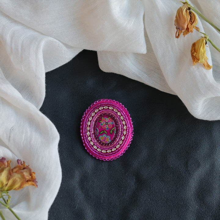 Beth Rose Designs Pink Beaded Brooch