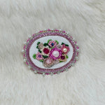 Mercedes G Oval Beaded Floral Bouquet Pin