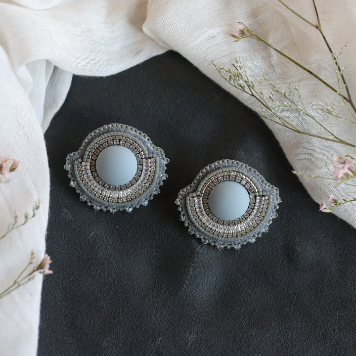 Beth Rose Designs Grey Fancy Banding Earrings