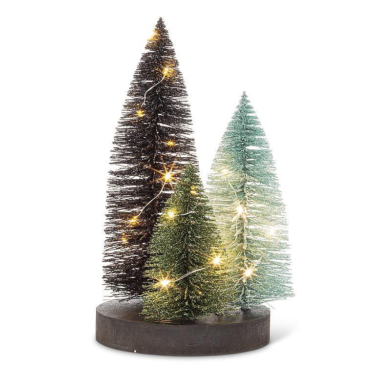 Abbott Glitter LED Trees on Round Base