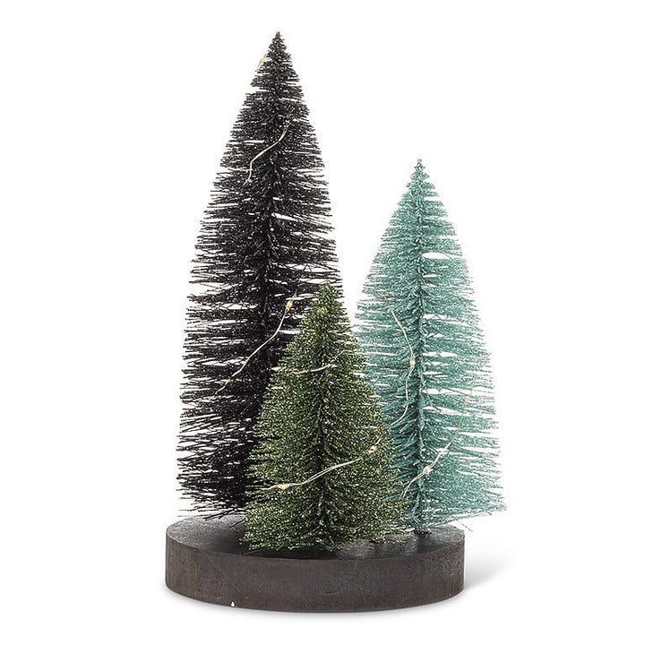 Abbott Glitter LED Trees on Round Base