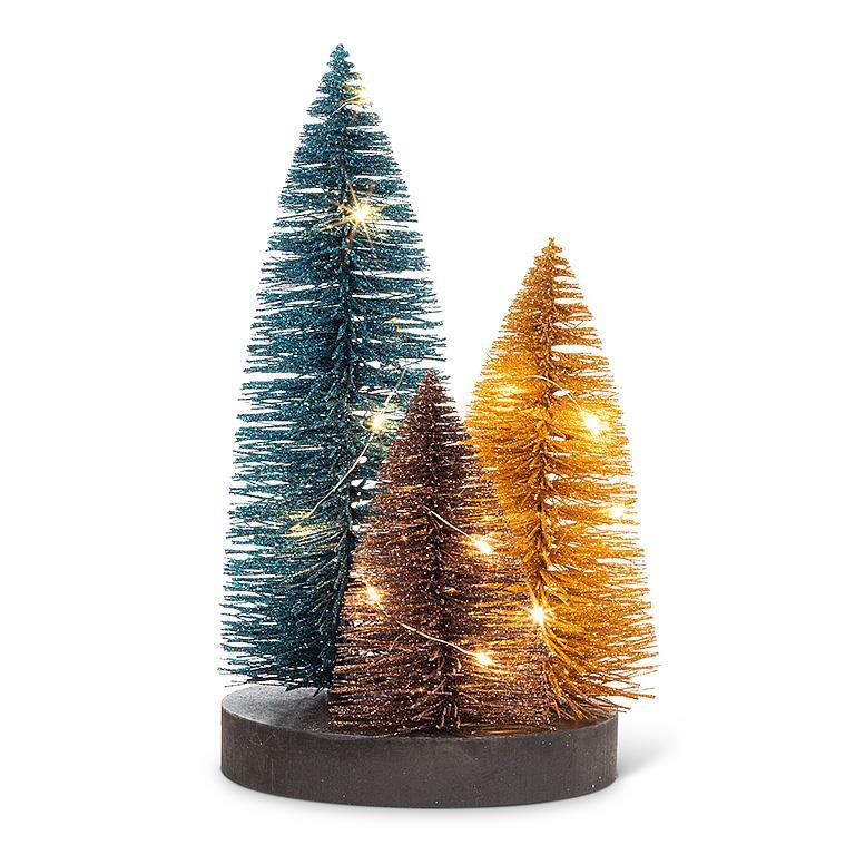 Abbott Glitter LED Trees on Round Base