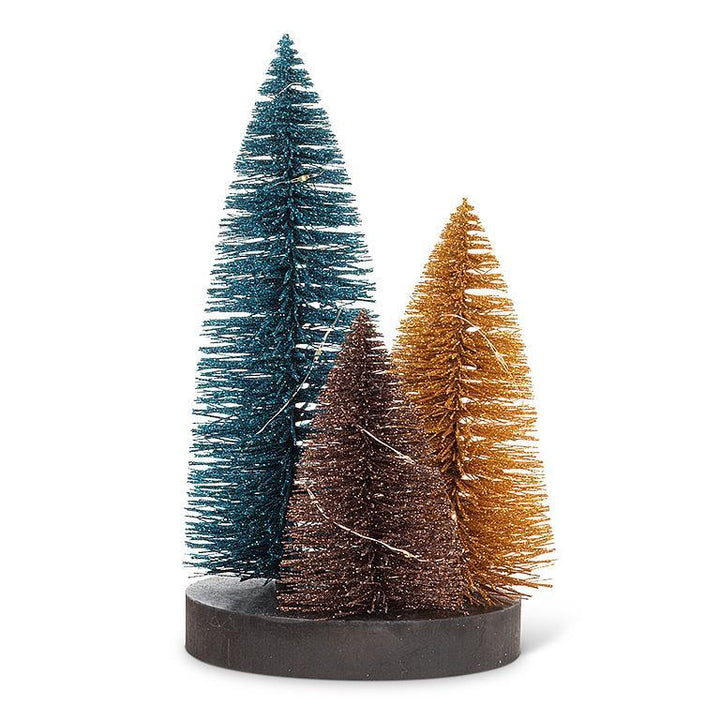 Abbott Glitter LED Trees on Round Base