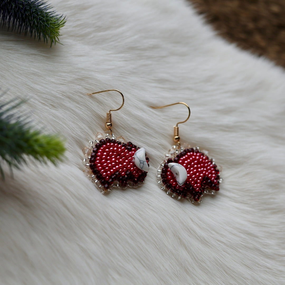 Mercedes G. Mini Bison Beaded Earrings