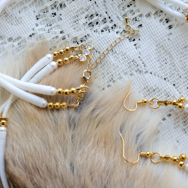 Prairie Sage Beadwork Dentalium Earring & Necklace