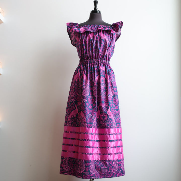 Phoenyx Designs Pink Peacock Garden Ribbon Sundress
