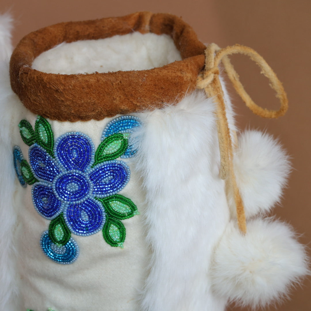 Emily J. Canvas & Fur Icy Blue Floral Mukluks