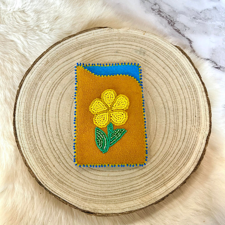 Doris M Beaded Floral Moose Hide Card Holder