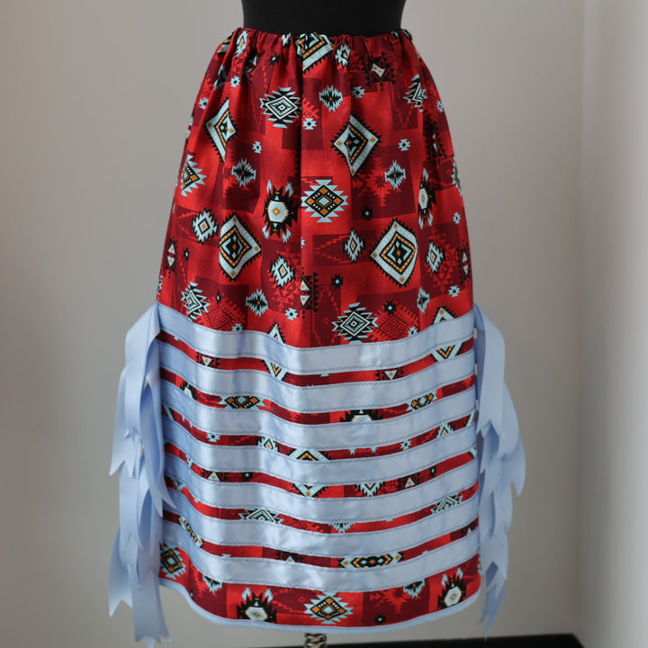 Vi's CREE-ations Red & Blue Geometric Ribbon Skirt