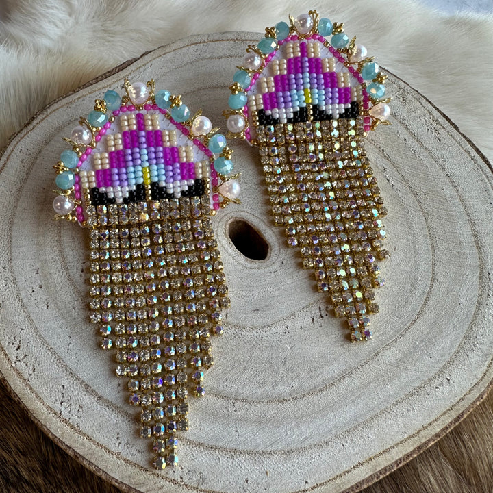 Kristina Cardinal Beaded Geometric Earrings