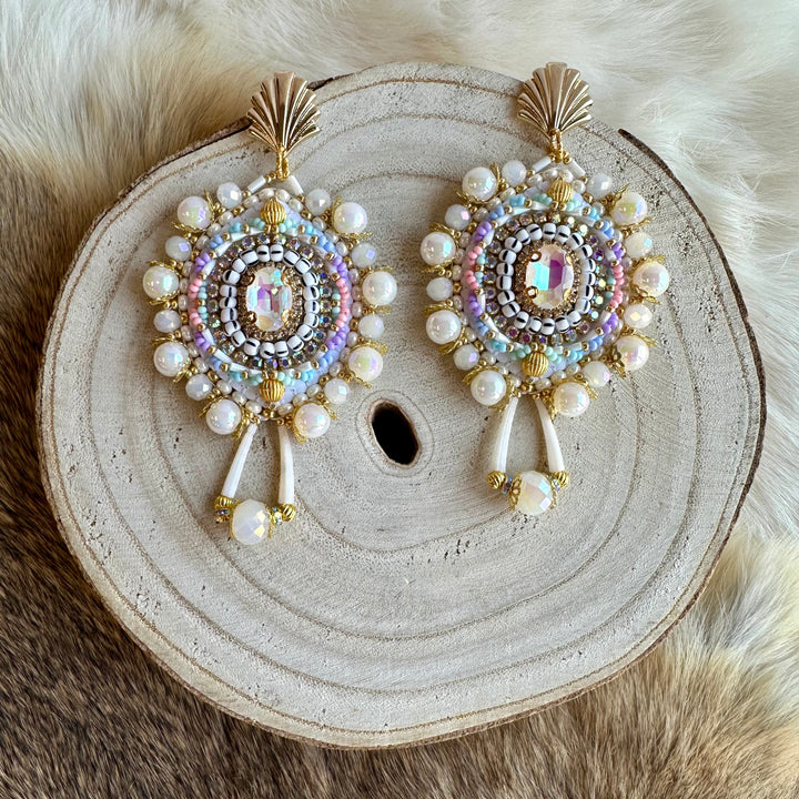 Kristina Cardinal Beaded Pastel Earrings