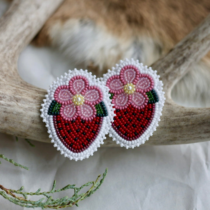 Keegan W. Blooming Strawberry Beaded Earrings
