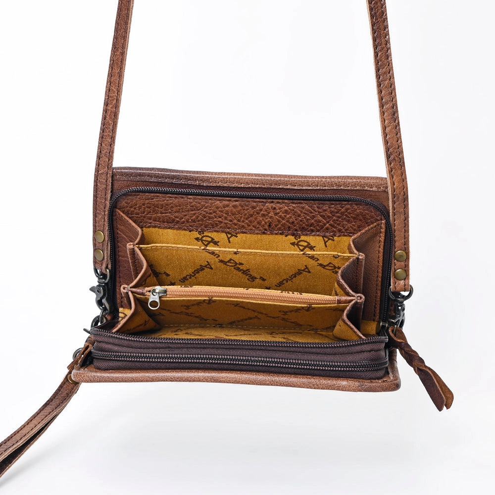 LS Western Cream Sierra Genuine Leather Crossbody Bag