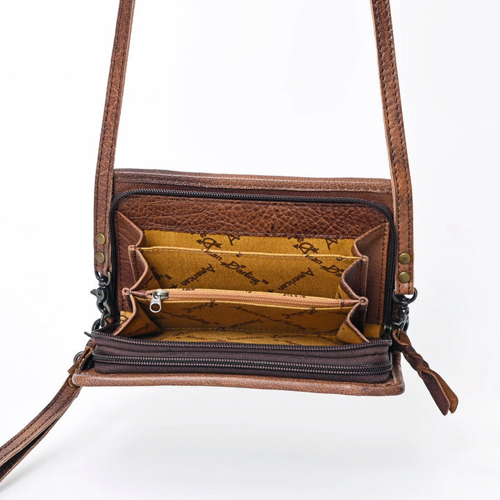 LS Western Cream Sierra Genuine Leather Crossbody Bag