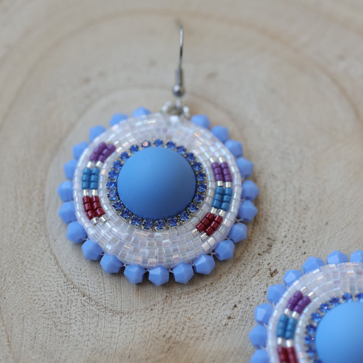 Sweetgrass Woman Creations Powder Blue Beaded Earrings
