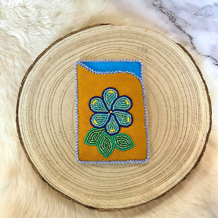 Doris M Beaded Floral Moose Hide Card Holder